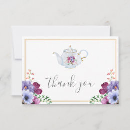 Tarjeta De Agradecimiento Vintage Hora del Té Floral Despedida de Soltera