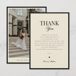 Tarjeta De Agradecimiento Vintage Ivory & Black Retro Old Money Wedding