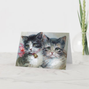 Tarjeta De Agradecimiento Vintage Kittens Art 2, Your Text