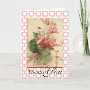 Tarjeta De Agradecimiento Vintage Klein Pink Cyclamen Flowers Gracias