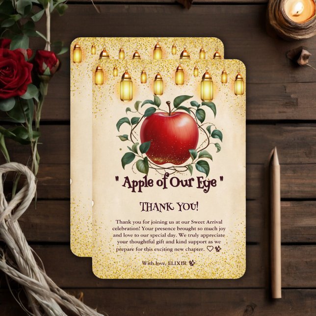 Tarjeta De Agradecimiento Vintage Magic Apple of Our Eyes Baby Shower (Subido por el creador)