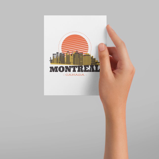 Tarjeta De Agradecimiento Vintage Montreal Canada Skyline (Montreal Canada City Card)