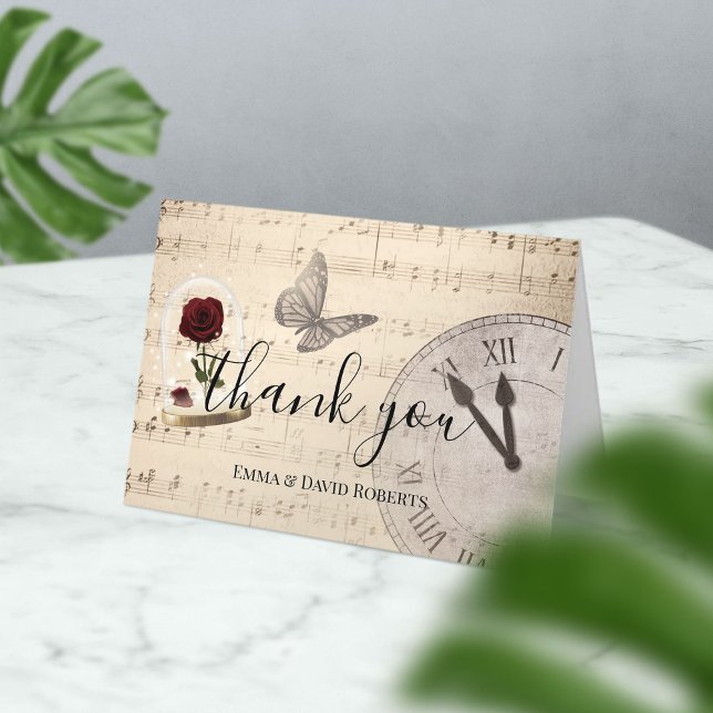 Tarjeta De Agradecimiento Vintage Music Notes Elegant Wedding Thank You Card (Subido por el creador)
