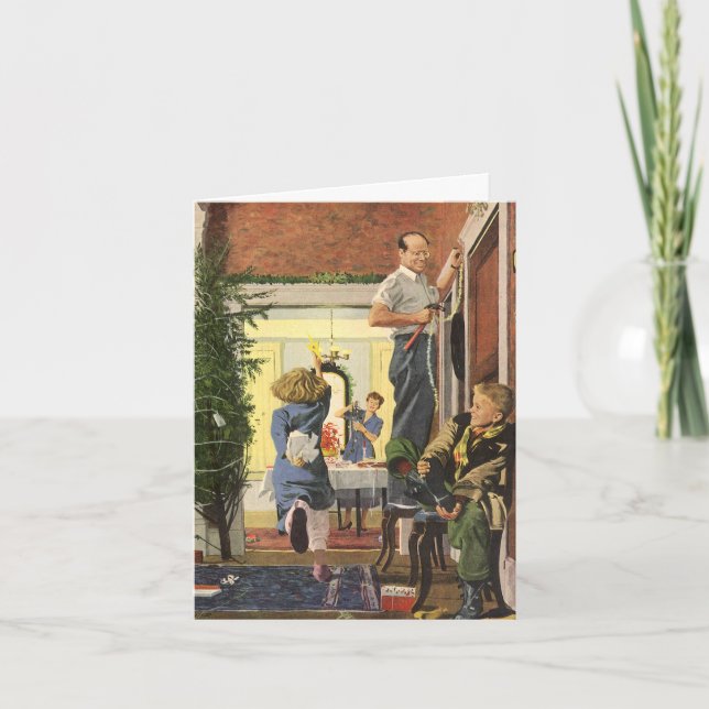 Tarjeta De Agradecimiento Vintage Navidad Gracias (Anverso)