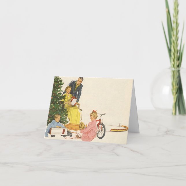 Tarjeta De Agradecimiento Vintage Navidad Gracias (Anverso)