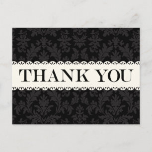 Tarjeta de agradecimiento Vintage negro y gris con