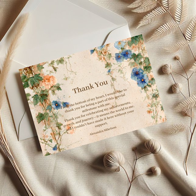 Tarjeta De Agradecimiento Vintage Pastel Wildflower Sweet Sixteen (Subido por el creador)