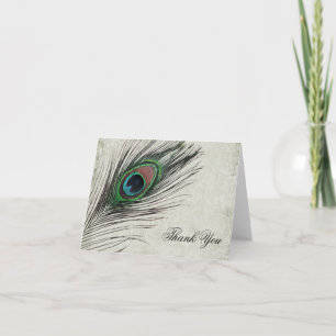 Tarjeta De Agradecimiento Vintage Peacock Feathers Gracias