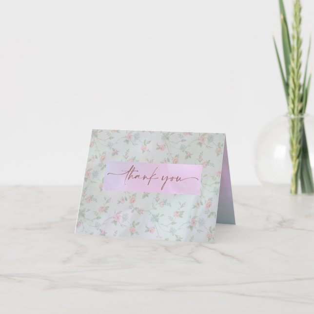 Tarjeta De Agradecimiento Vintage Periwinkle Peony Bridal Shower (Anverso)