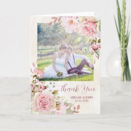 Tarjeta De Agradecimiento vintage Pink Floral Spring Wedding Thank You Photo