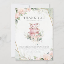 Vintage Pink Watercolor Tea Fiesta Primer Cumpleañ