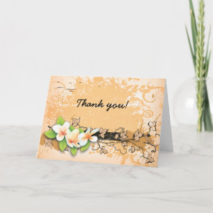 Tarjeta De Agradecimiento Vintage plumeria/frangipani y naranja de hiedra gr