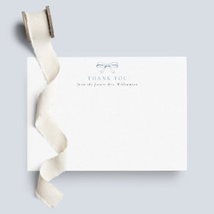 Tarjeta De Agradecimiento Vintage Polvoriento Lazo Azul Futuro Señora Desped