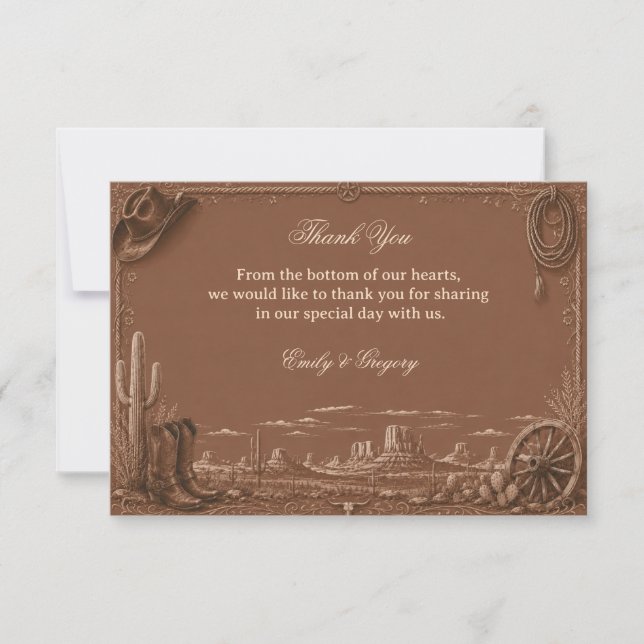 Tarjeta De Agradecimiento Vintage Prairie Rústico (Anverso)