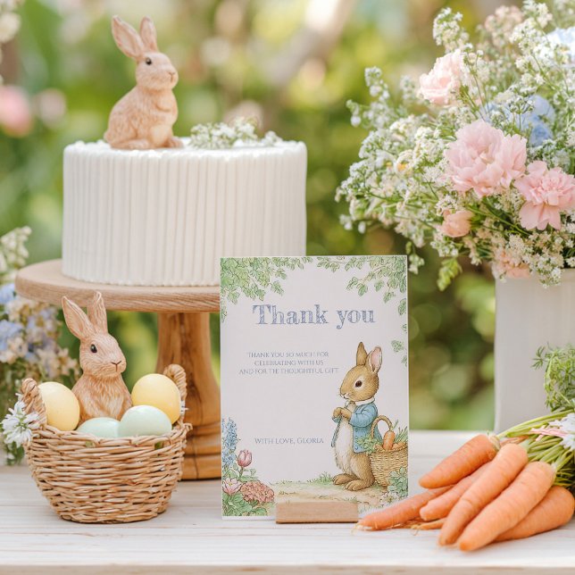 Tarjeta De Agradecimiento Vintage Rabbit Garden Baby Shower (Subido por el creador)