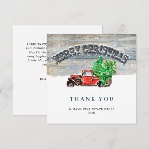 Tarjeta De Agradecimiento Vintage Red Farm Truck Holiday Navidades corporati