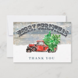 Tarjeta De Agradecimiento Vintage Red Farm Truck Holiday Navidades corporati