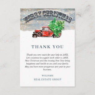 Tarjeta De Agradecimiento Vintage Red Farm Truck Holiday Navidades corporati