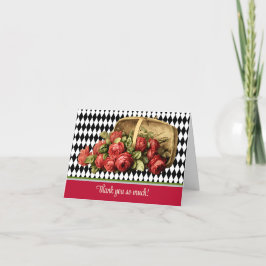 Tarjeta De Agradecimiento Vintage Red Roses Basket Gracias