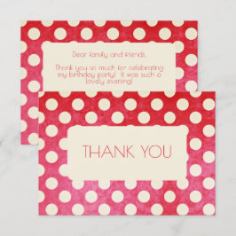 Tarjeta De Agradecimiento Vintage Red White Polka Dot Cumpleaños