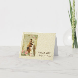 Tarjeta De Agradecimiento Vintage religioso del novio de la novia del
