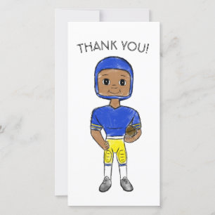 Tarjeta De Agradecimiento vintage retro jugador de fútbol azul amarillo simp
