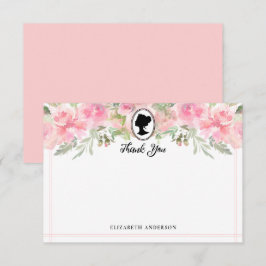 Tarjeta De Agradecimiento Vintage Rubor Pink Floral Bridgerton Bridal Shower