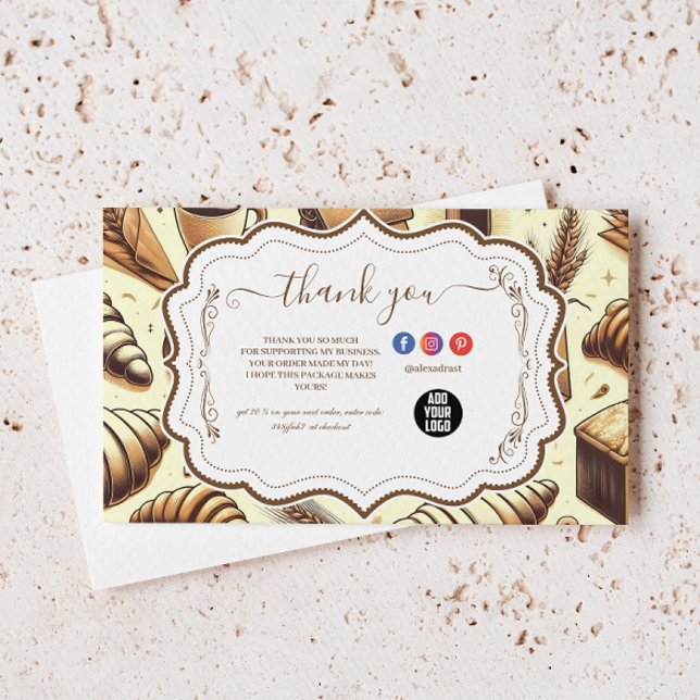 Tarjeta De Agradecimiento Vintage Rustic Bakery (Subido por el creador)