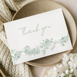 Tarjeta De Agradecimiento Vintage Sage Floral Wedding Thank You Card