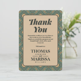 Tarjeta De Agradecimiento Vintage Sage Green and Gold Geometric Thank You