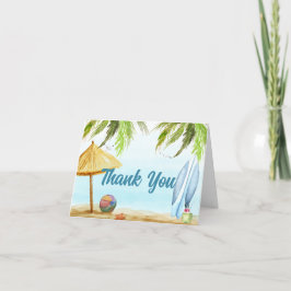 Tarjeta De Agradecimiento Vintage Summer Beach Ocean Surfboard Baby Shower