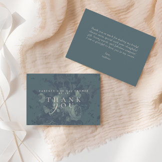 Tarjeta De Agradecimiento Vintage Teal Elegant Rustic Floral Bridal Shower