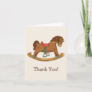 Tarjeta De Agradecimiento Vintage Toy Rocking Horse Retro Gracias