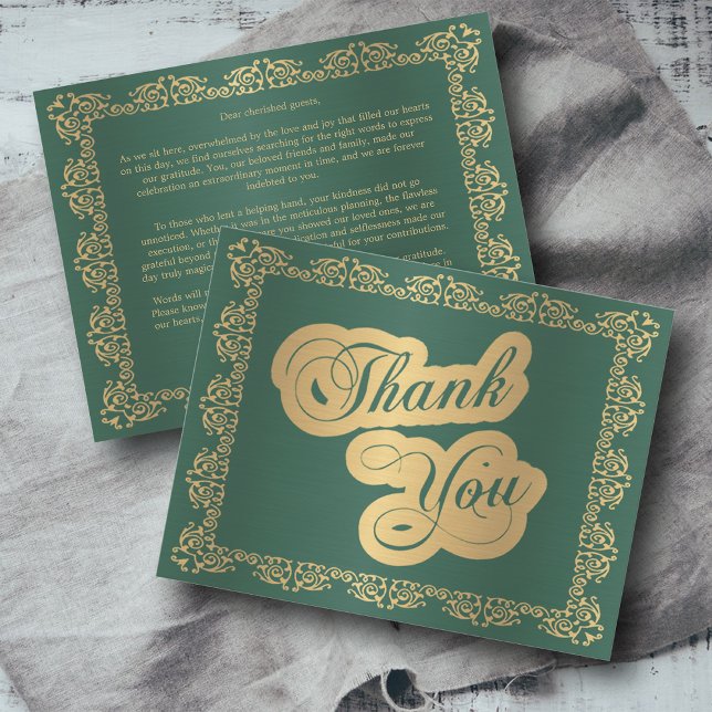 Tarjeta de agradecimiento vintage verde (Subido por el creador)