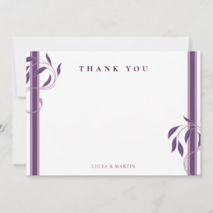 Tarjeta De Agradecimiento Vintage Violet Ornate Paisley Floral Blank