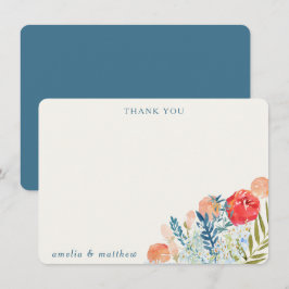 Tarjeta De Agradecimiento Vintage Watercolor Florals Boho Boda Personalizado