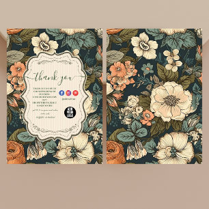 Tarjeta De Agradecimiento Vintage Watercolor Flowers Profesional Business