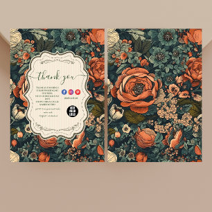 Tarjeta De Agradecimiento Vintage Watercolor Flowers Profesional Business