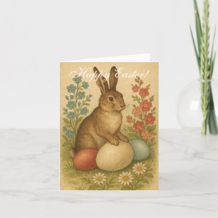 Tarjeta De Agradecimiento Vintage Watercolor Rabbit Bunny Hare Easter Floral