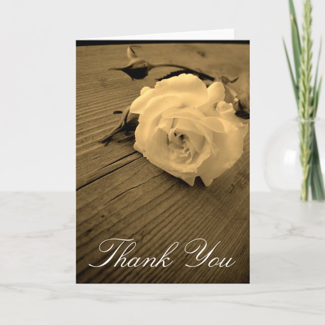 Tarjeta de agradecimiento Vintage White Rose (Anverso)
