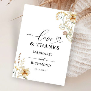 Tarjeta De Agradecimiento Vintage Wildflower Floral Boda Gracias