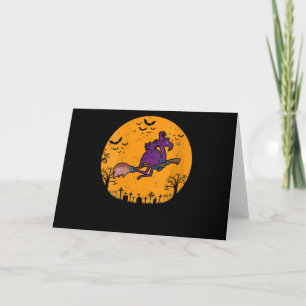 Tarjeta De Agradecimiento Vintage Witch Flamingo Costume Halloween