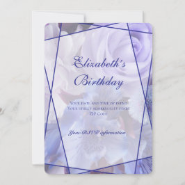 Tarjeta De Agradecimiento Violet Blue Rose Garden Birthday Invitation Card