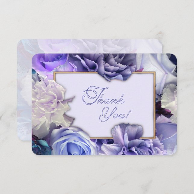 Tarjeta De Agradecimiento Violet Blue Rose Thank You Card (Anverso / Reverso)
