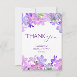 Tarjeta De Agradecimiento Violet Geranium Floral Bridal Shower 