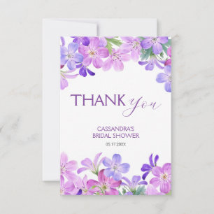 Tarjeta De Agradecimiento Violet Geranium Floral Bridal Shower 