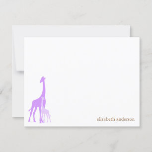 Tarjeta De Agradecimiento Violet Mamá y Baby Giraffe Gracias Cartas