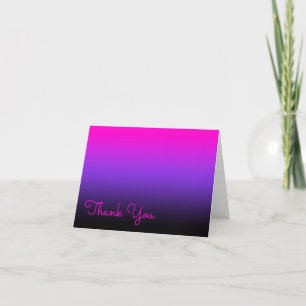 Tarjeta De Agradecimiento Violeta Rosa Intenso y Ombre Negro