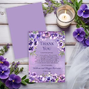 Tarjeta De Agradecimiento Violetas Moradas Elegantes 40 Aniversario Gracias