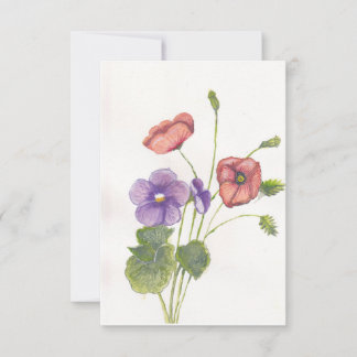 Tarjeta De Agradecimiento Violetas y cachorros